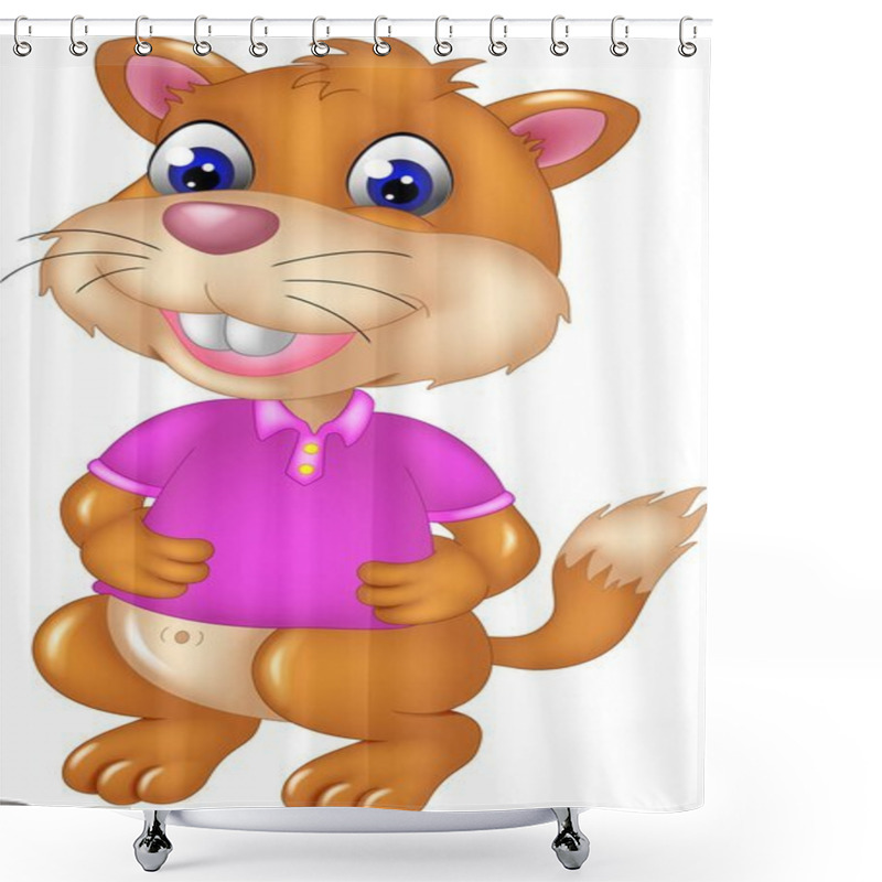 Personality  Funny Marmot Cartoon Standing With Smiling Shower Curtains