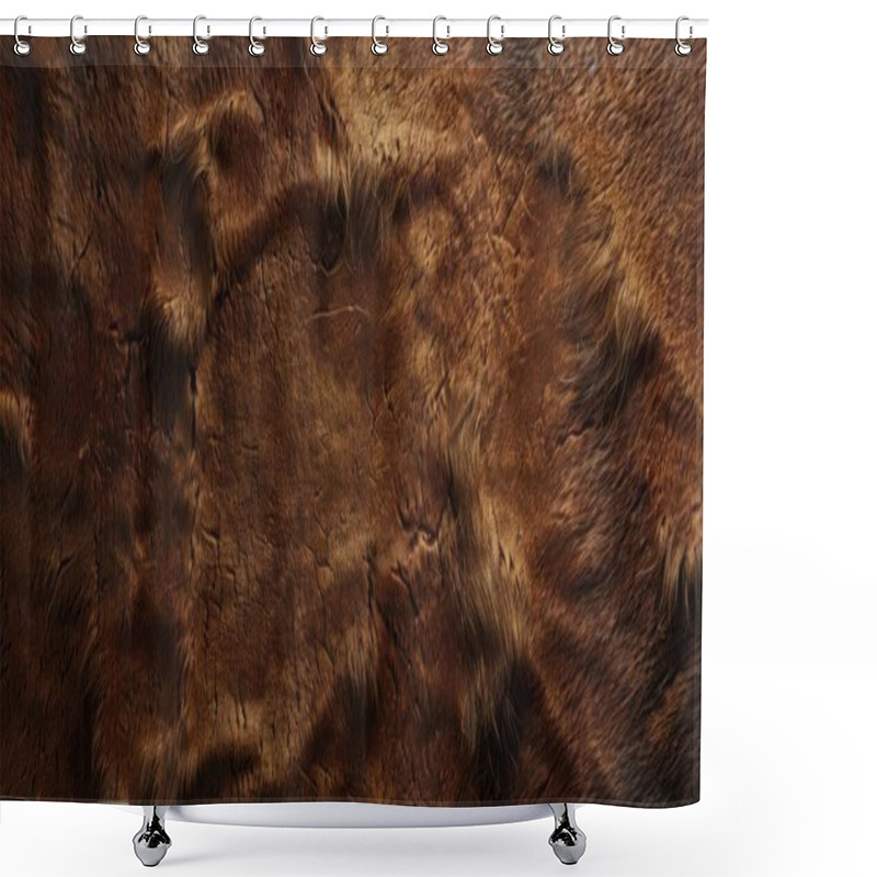 Personality  Close-up Of A Rich Brown Animal Hide Showcasing Texture And Natural Patterns. Shower Curtains