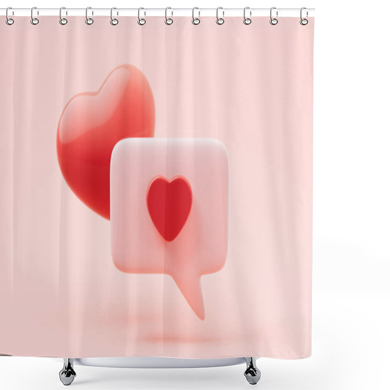 Personality  Love Heart And Talk Bubble, 3d Rendering. Digital Drawing. Shower Curtains