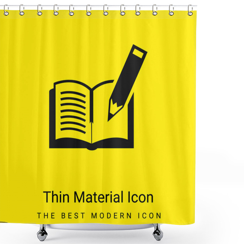 Personality  Book And Pen Minimal Bright Yellow Material Icon Shower Curtains