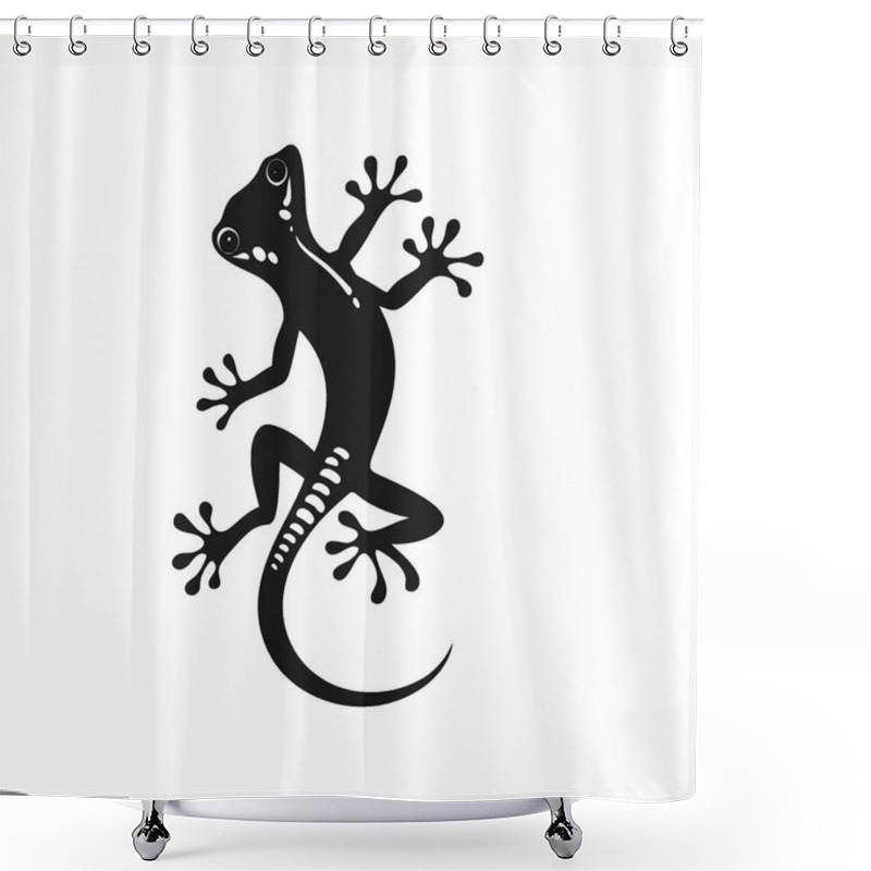 Personality  Leaf Tailed Gecko Silhouette,Clean Black And White Vector Silhouette Art. Shower Curtains