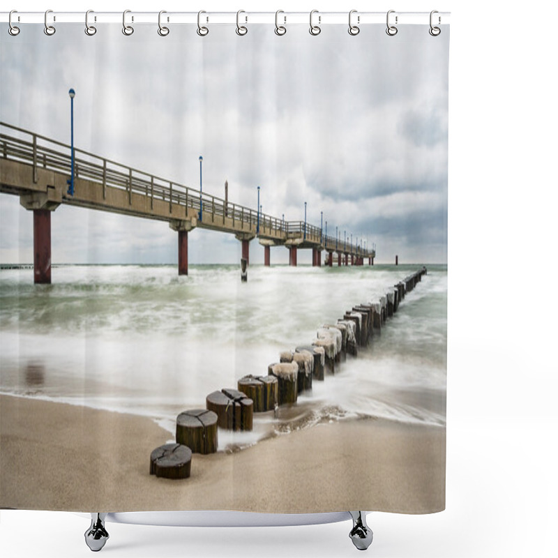 Personality  Pier On The Baltic Sea Coast In Zingst Shower Curtains