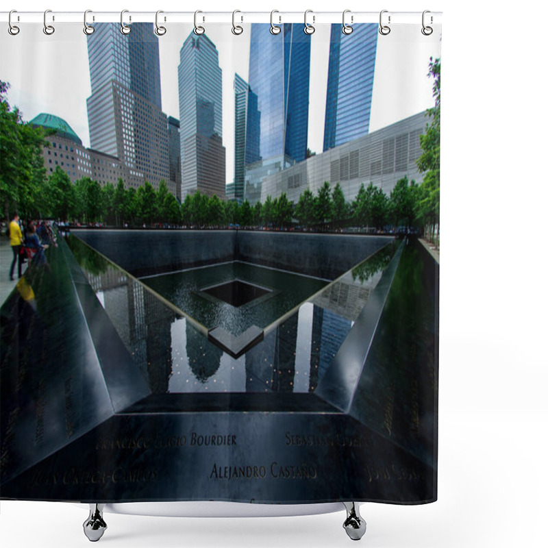 Personality  Memorial Pool At Ground Zero. Shooting Location: New York, Manhattan Shower Curtains