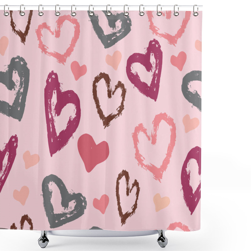 Personality  Vector Pink And Red Love Hearts Shower Curtains