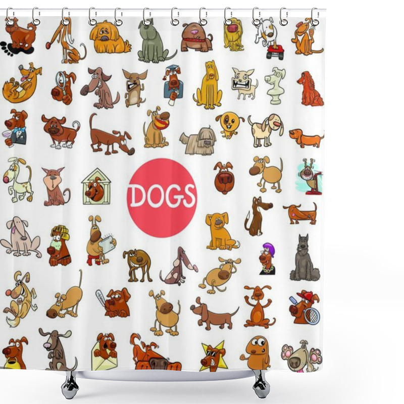 Personality  Cartoon Illustration Of Dogs Pet Animal Characters Large Set Shower Curtains