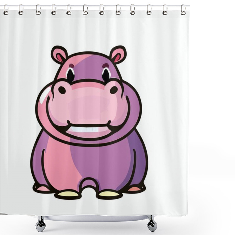 Personality  Hippo, Sweet Hippo Illustration For Animal And Zoo Projects Shower Curtains