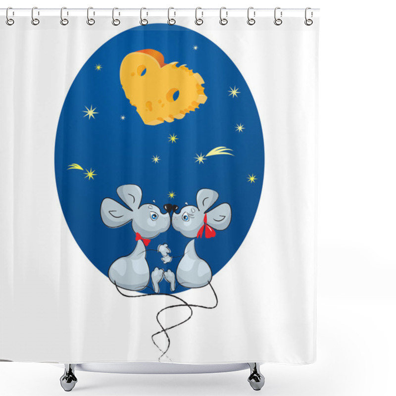 Personality  Valentine`s Day Concept: Male Mouse And Female Mouse Shower Curtains