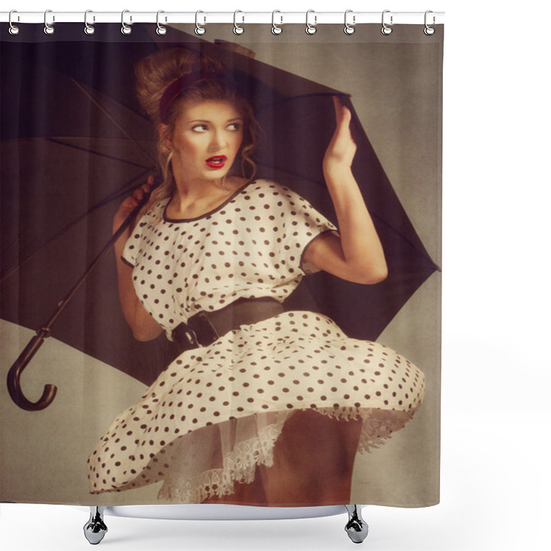 Personality  Retro. Pin Up Female Portrait For Your Design Shower Curtains