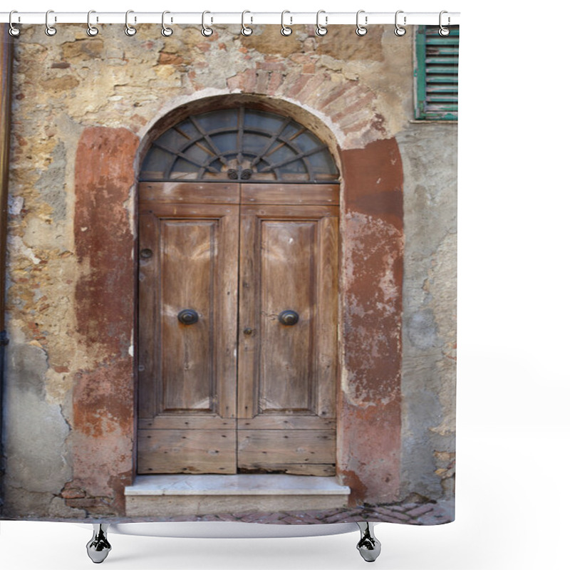 Personality  Wooden Residential Doorway In Tuscany. Italy Shower Curtains