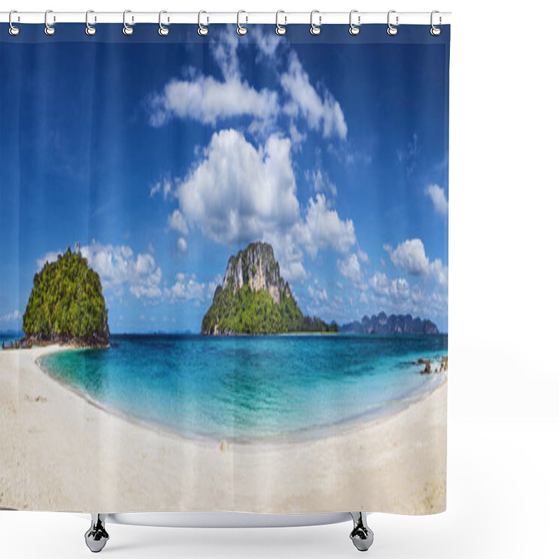 Personality  Tropical Beach Panorama With White Sand And Clear Water, Andaman Sea, Thailand Shower Curtains