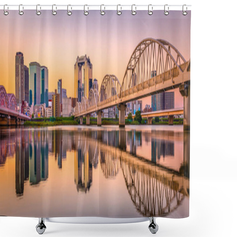 Personality  Osaka, Japan Umeda District Cityscape Panorama On The Yodogawa River. Shower Curtains