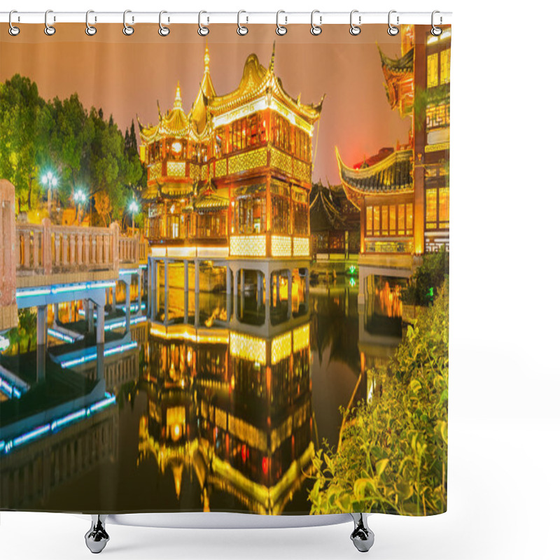 Personality   Yuyuan Garden In Night Time Shower Curtains