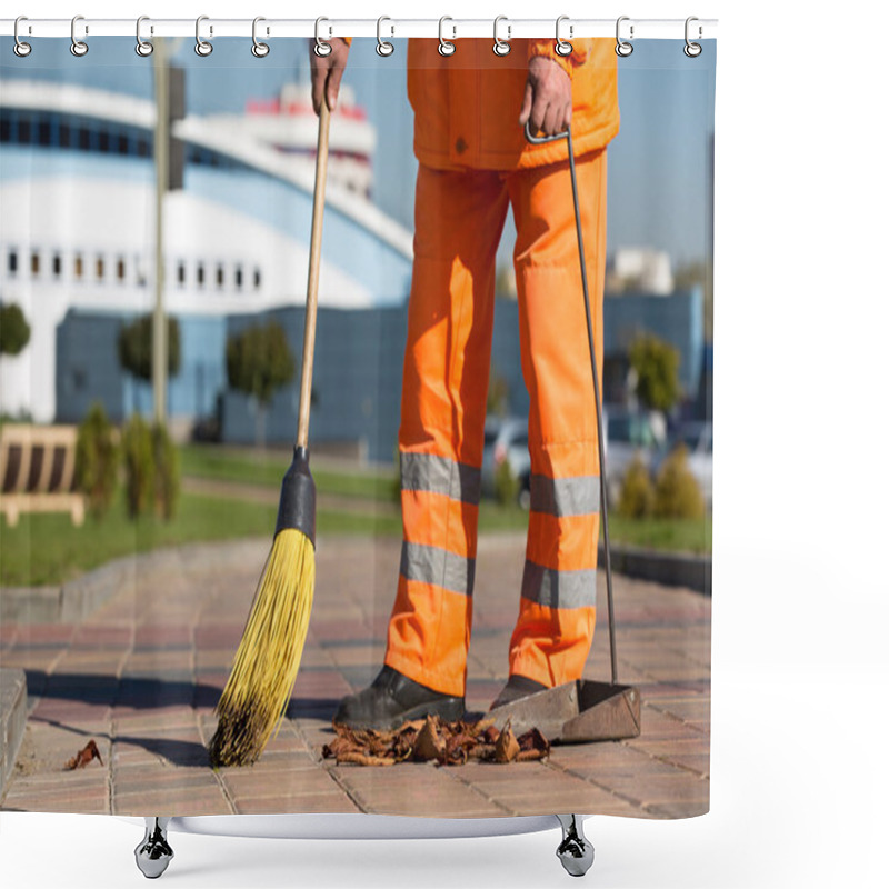 Personality  Street Sweeper Cleaning City Sidewalk Shower Curtains