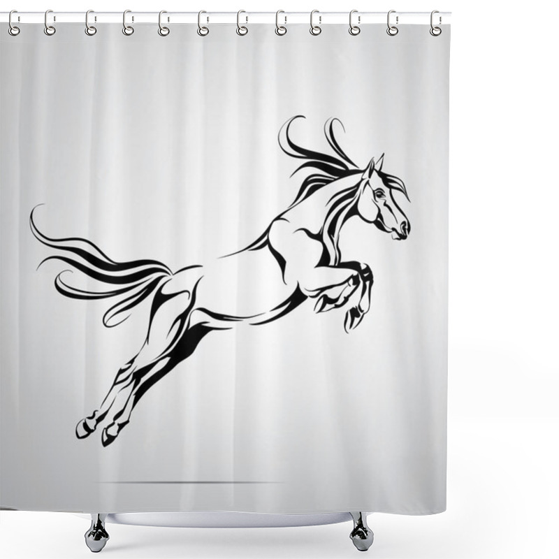 Personality  Silhouette Of Horse In Jump Shower Curtains