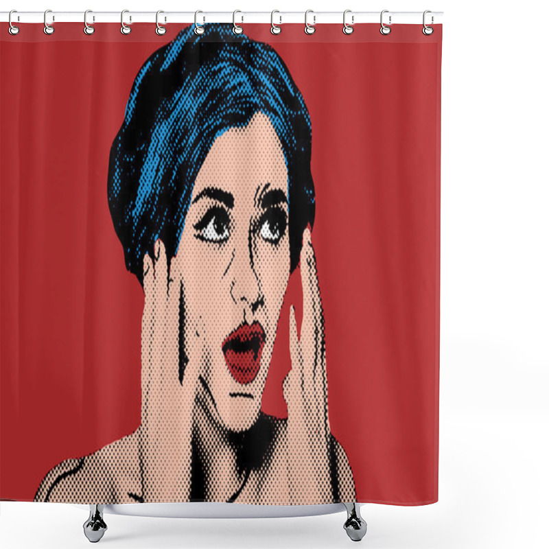 Personality  Pop Art Comic Style Woman, Retro Poster Shower Curtains