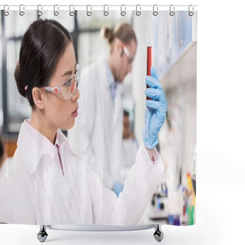 Personality  Young Scientist In Laboratory  Shower Curtains