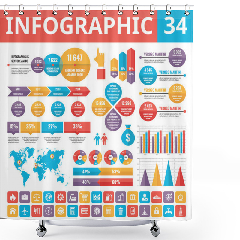 Personality  Infographic Elements - Set 34. Shower Curtains