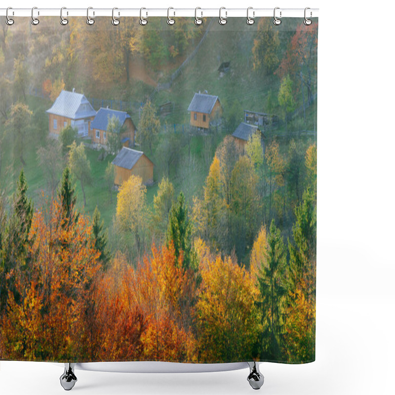 Personality  Autumn Landscape In A Mountain Village Shower Curtains