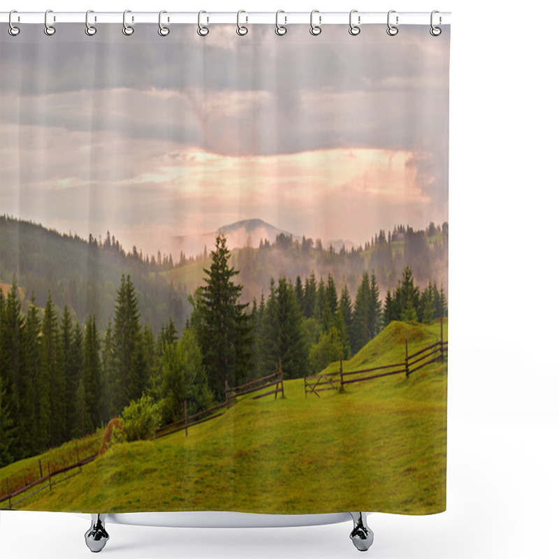 Personality  Autumn Morning Mountain View Shower Curtains