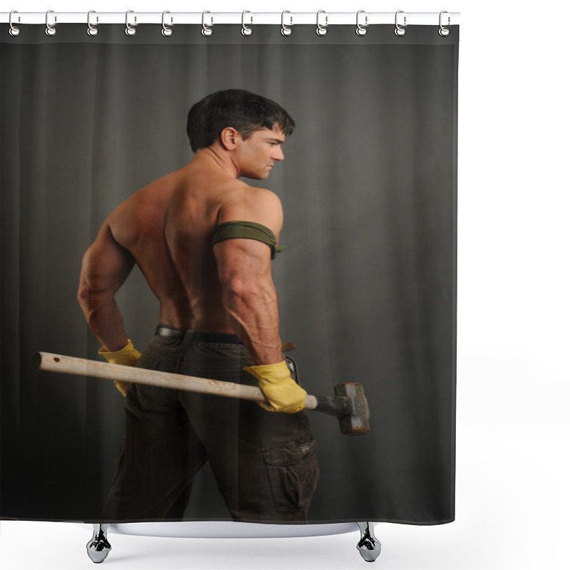 Personality  Construction Guy Shower Curtains