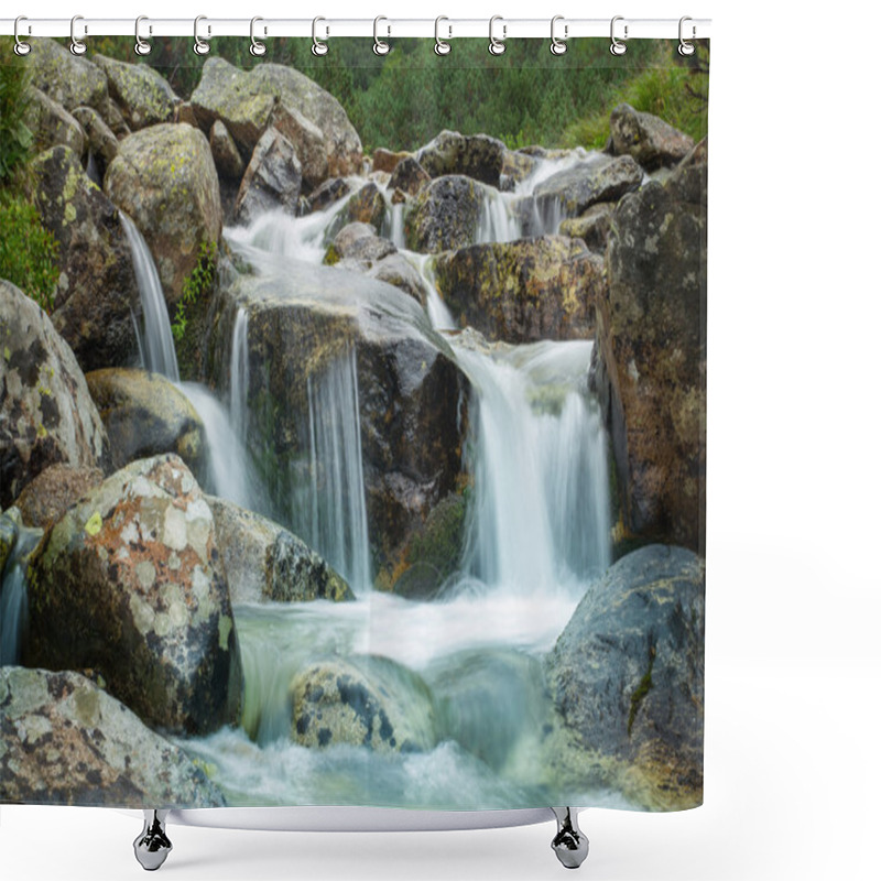 Personality  Mountain Waterfall Long Exposure Shower Curtains