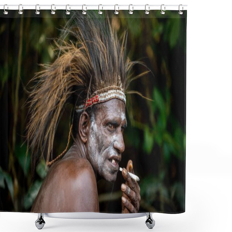 Personality  Smoking Man From The Tribe Of Asmat People Shower Curtains