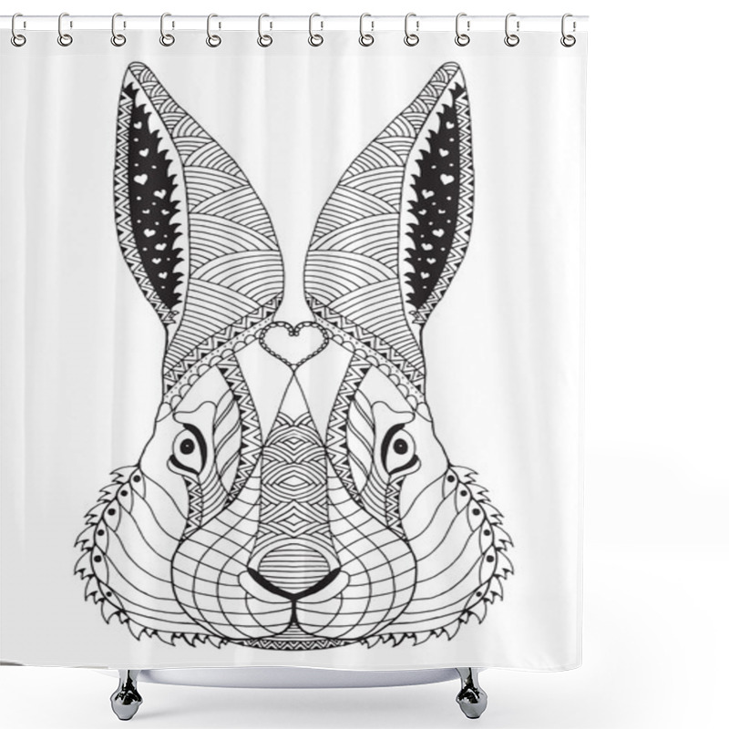 Personality  Rabbit Head Zentangle Stylized, Vector, Illustration, Pattern, Freehand Pencil, Hand Drawn. Zen Art. Coloring. Easter. Shower Curtains