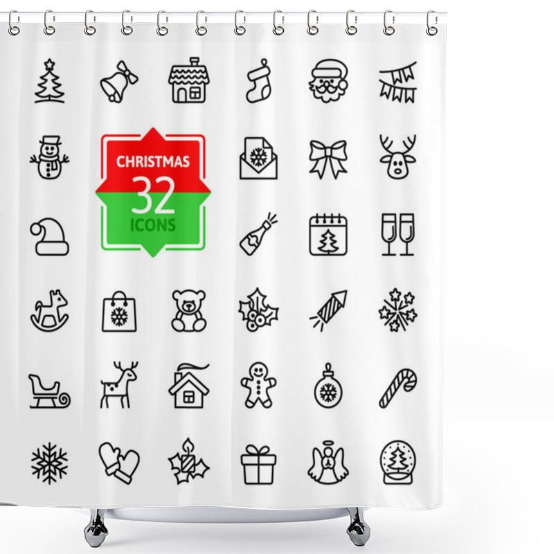 Personality  Outline Icon Collection - Christmas Set Shower Curtains