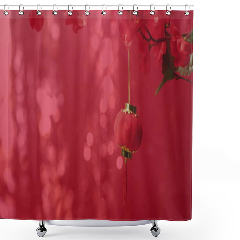 Personality  Image Of Chinese Traditional Decorations On Red Background. Chinese New Year, Festivity, Celebration And Tradition Concept Digitally Generated Image. Shower Curtains