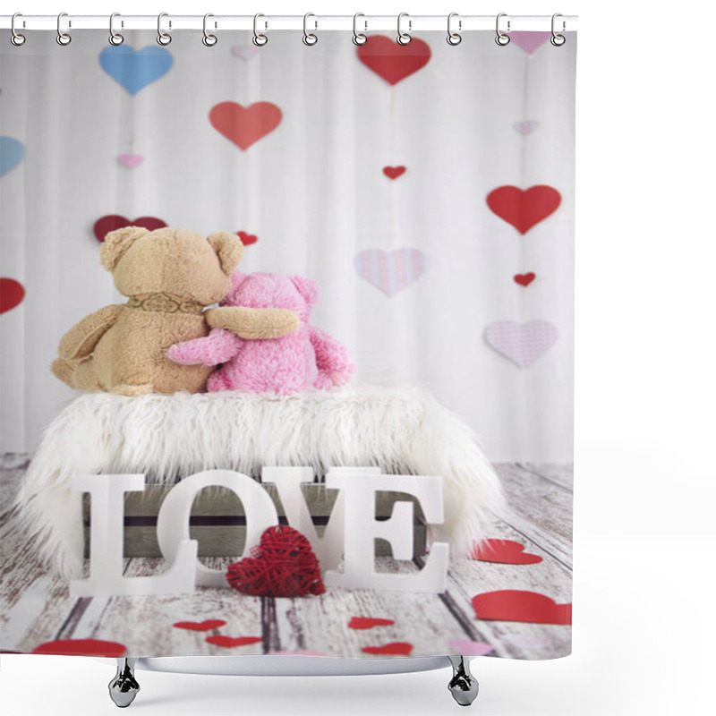 Personality  Two Toy Teddy Bears Shower Curtains