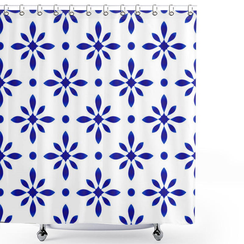 Personality  Flower Blue Pattern Shower Curtains