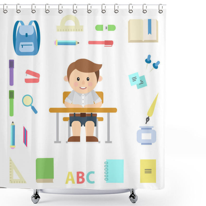 Personality  Cute Boy Character In School Shower Curtains