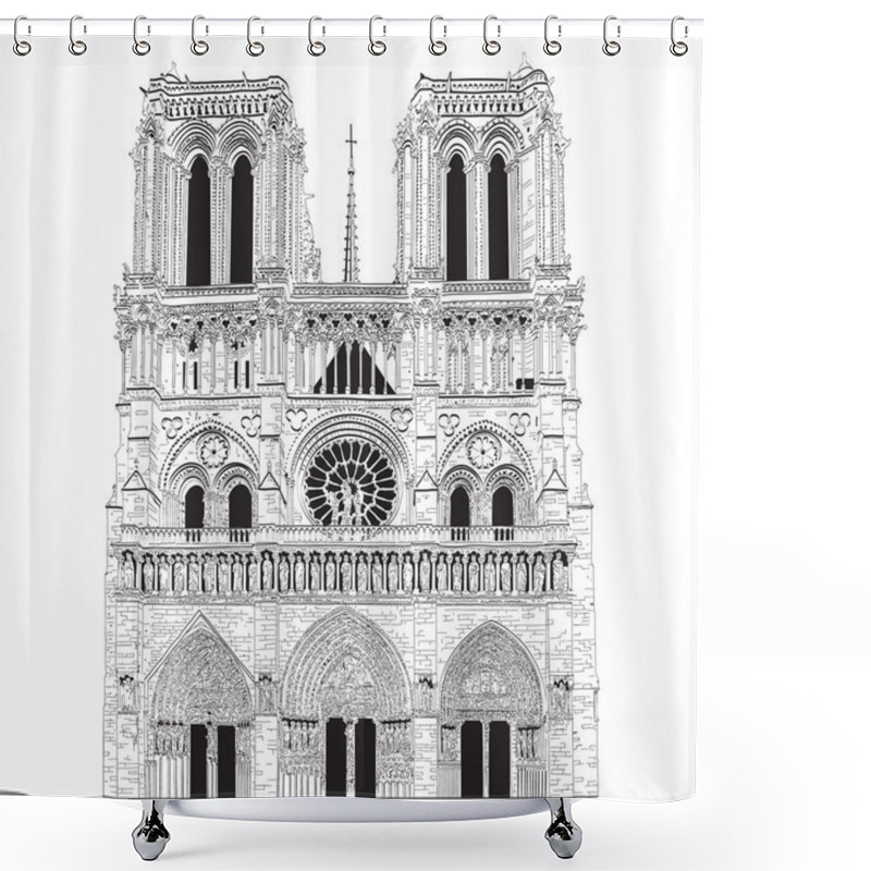 Personality  Vector Image Of Notre Dame De Paris Shower Curtains