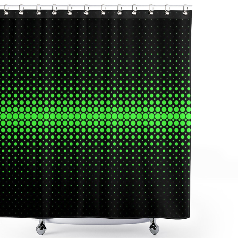 Personality  Abstract Halftone Dot Pattern Background - Vector Graphic From Green Circles On Black Background Shower Curtains