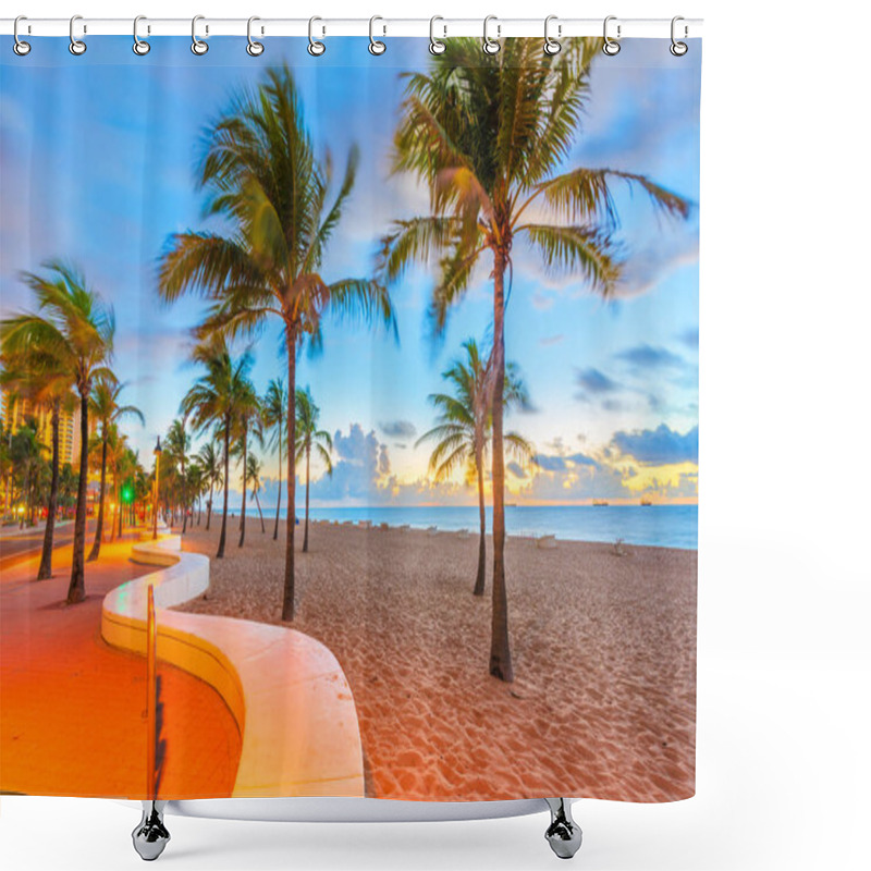 Personality  Fort Lauderdale, Florida, USA Beach And Life Guard Tower At Sunrise. Shower Curtains