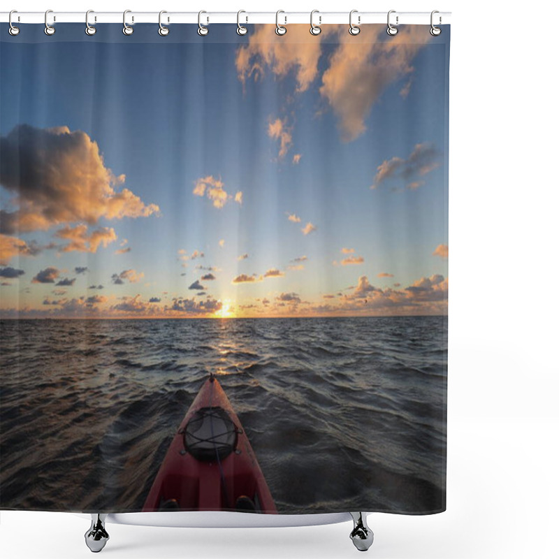 Personality  Red Kayak At Sunrise In Bear Cut Off Key Biscayne, Florida. Shower Curtains