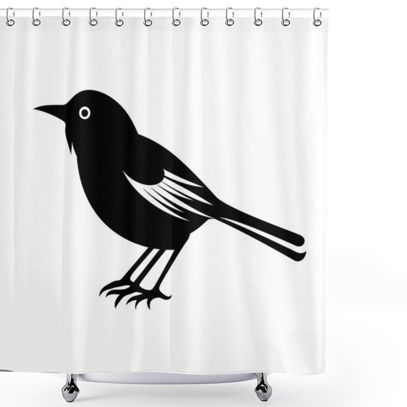 Personality  Stylized Black Silhouette Of A Bird, Showcasing Its Elegant Form And Distinctive Features. Shower Curtains