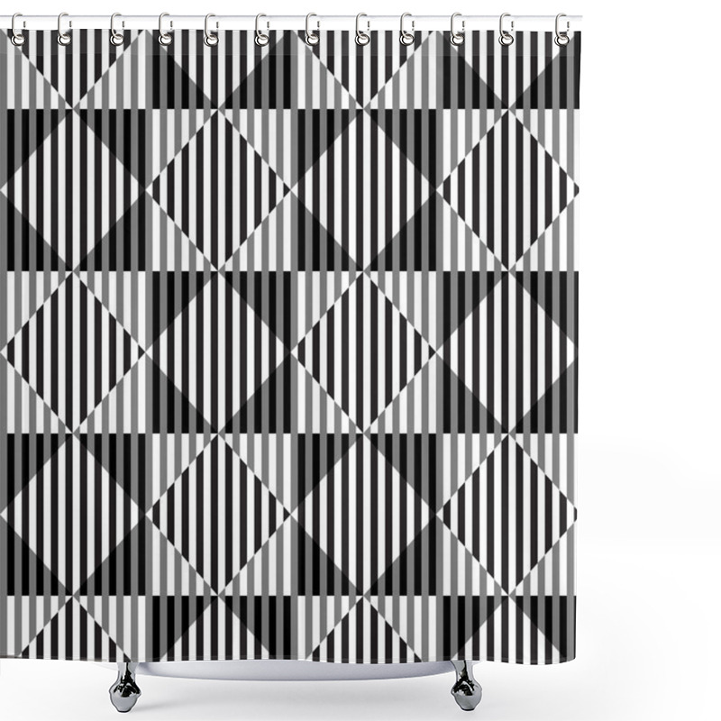 Personality  Black And White Optical Illusion Seamless Pattern Backgr Shower Curtains