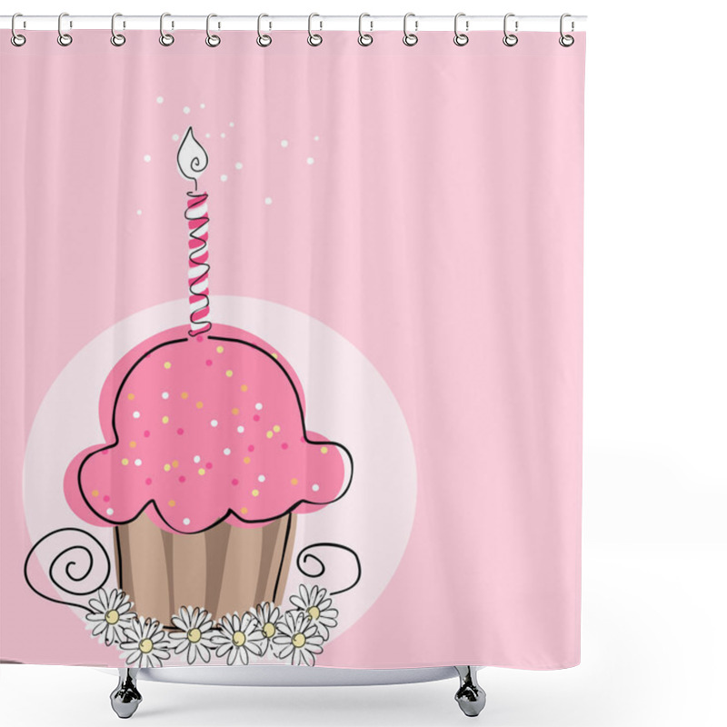 Personality  Cupcake With Candle Shower Curtains