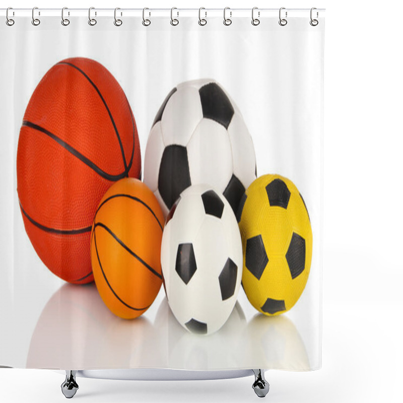 Personality  Sport Balls, Isolated On White Shower Curtains