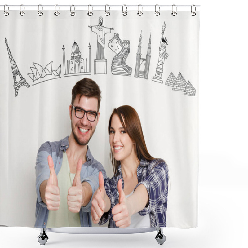 Personality  Happy Traveling Together Concept Shower Curtains