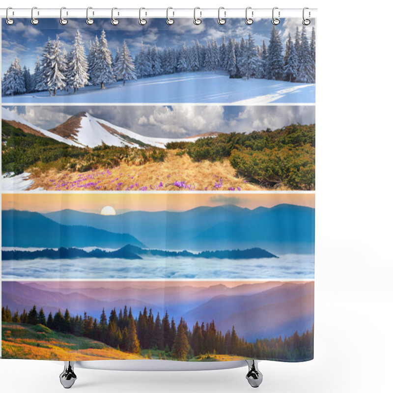 Personality  Set Of The 4 Seasons Landscape Shower Curtains