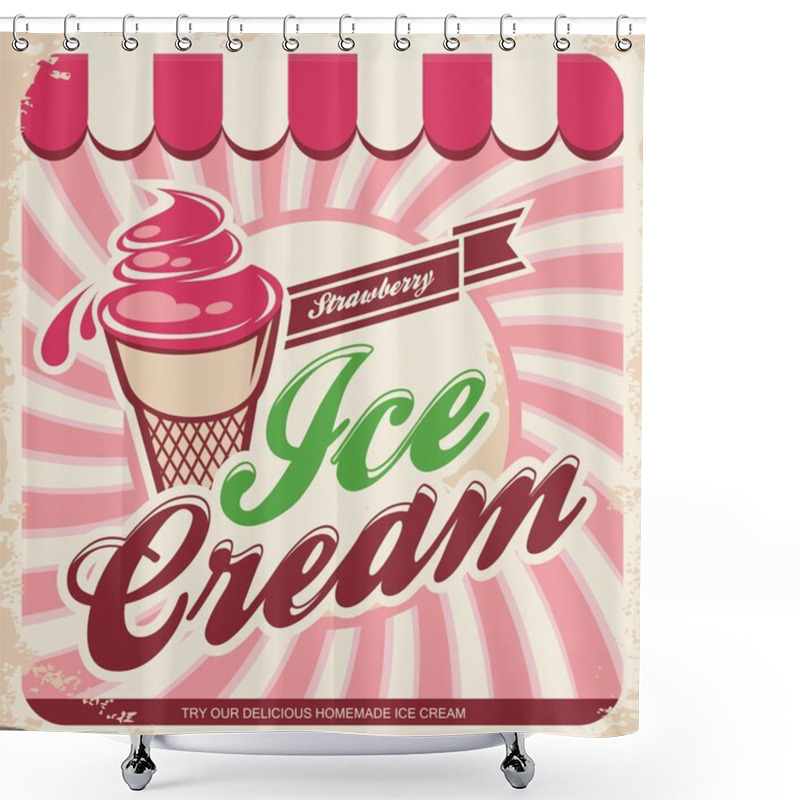 Personality  Retro Ice Cream Poster Shower Curtains