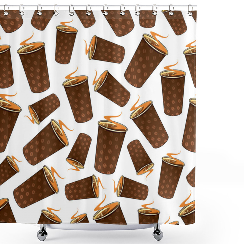 Personality  Seamless Takeaway Coffee Paper Cups Pattern Shower Curtains