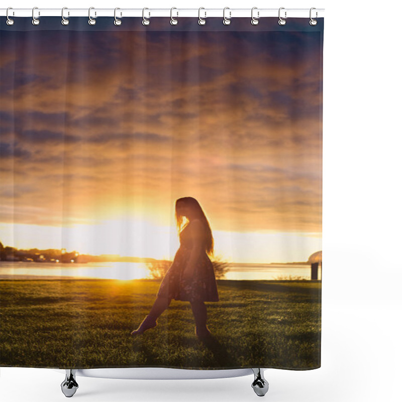 Personality  Girl In Sunset Shower Curtains