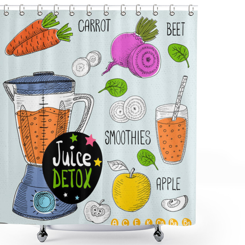 Personality  Juice Detox Set. Shower Curtains