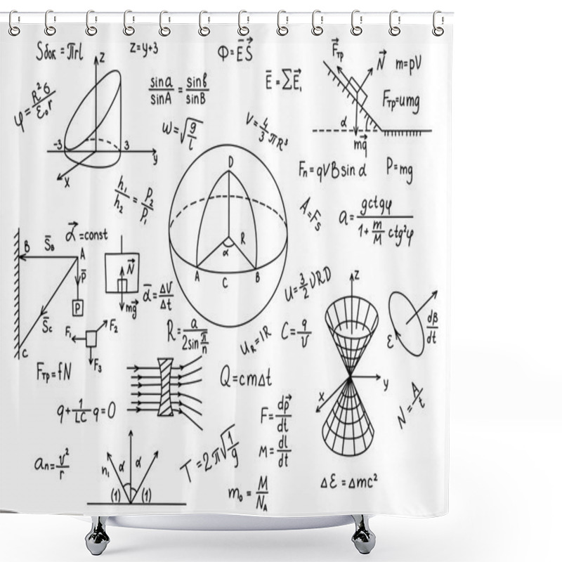 Personality  Hand Drawn Physics Formulas  Shower Curtains