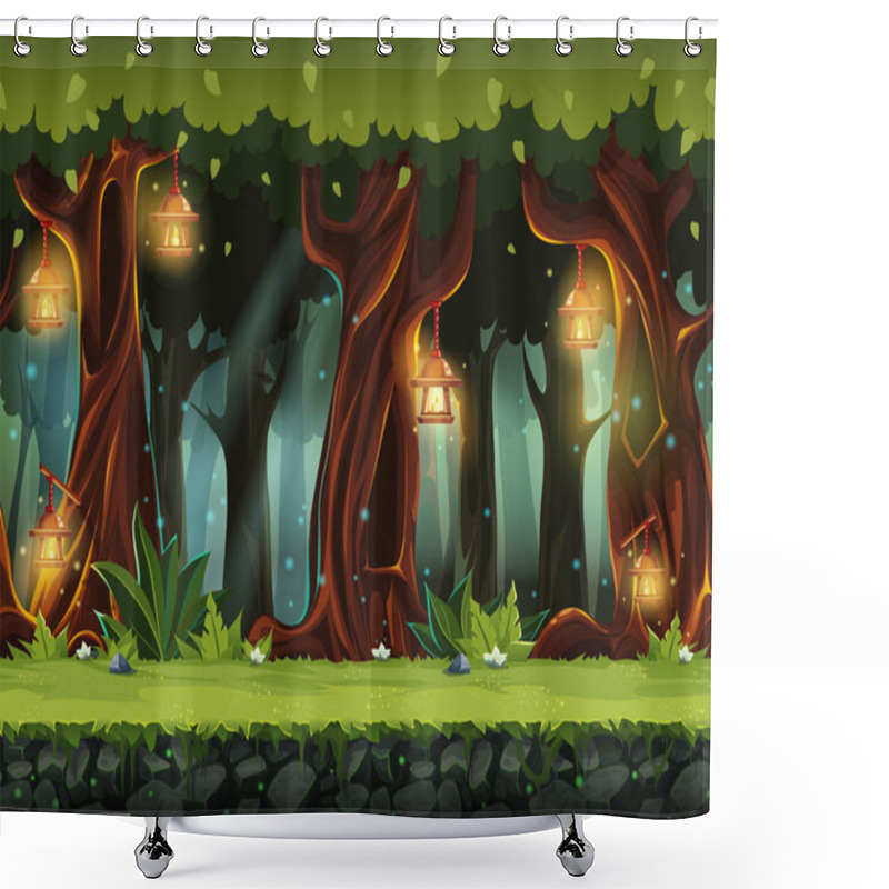 Personality  Vector Cartoon Illustration Of The Fairy Forest Shower Curtains