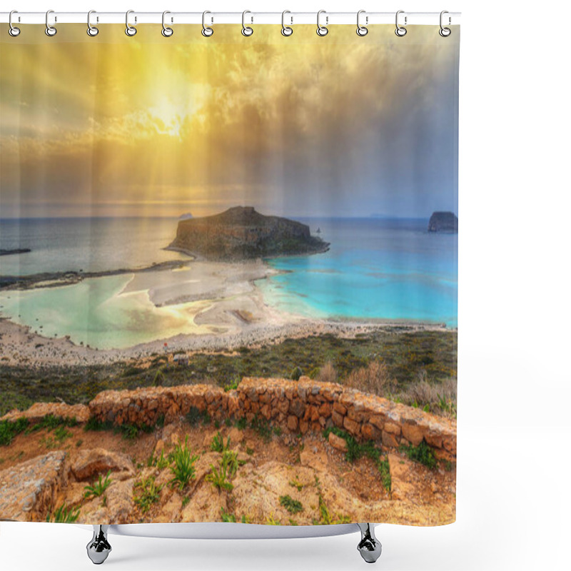 Personality  Sunset Over Amazing Balos Beach On Crete Shower Curtains