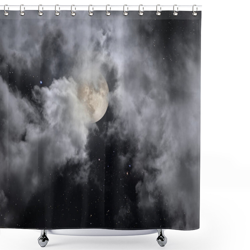 Personality  Cloudy Full Moon Night With Stars Shower Curtains